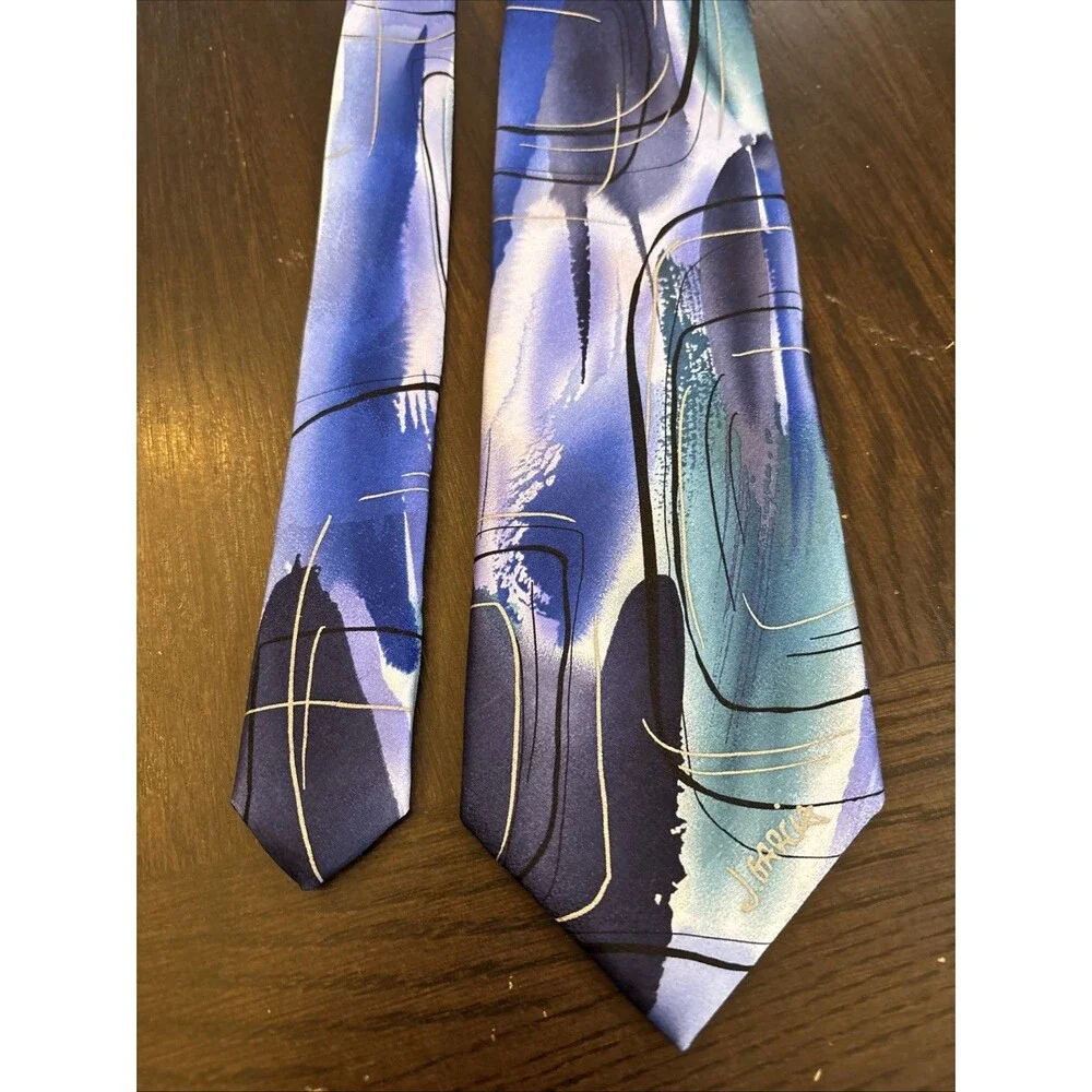 Jerry Garcia 100% Silk Tie Mens Blue Abstract Film Noir Artist Proof 10 Necktie
